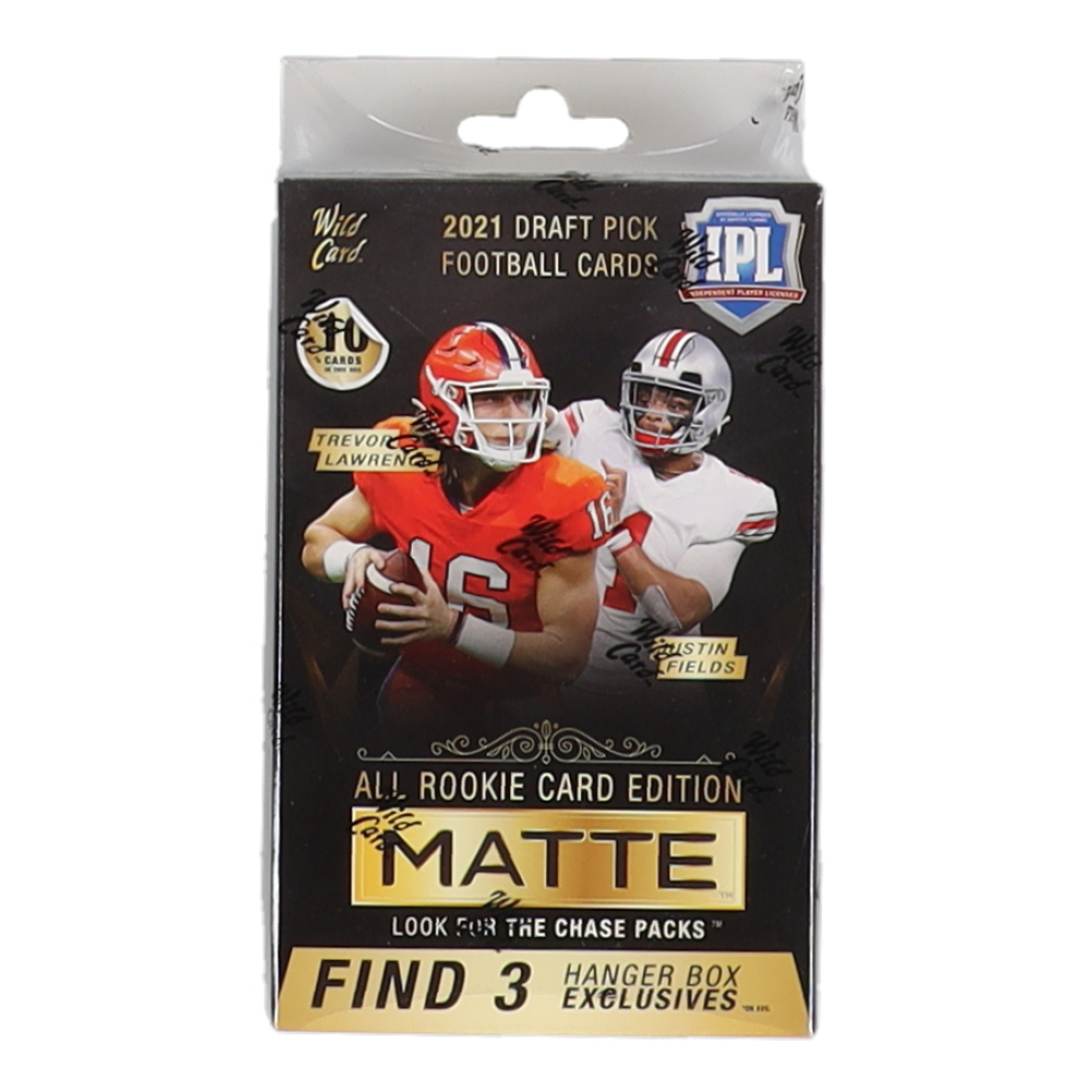 2021 Wild Card Football Black Matte Draft Pick Hanger Box with (10) Cards at PristineAuction.com