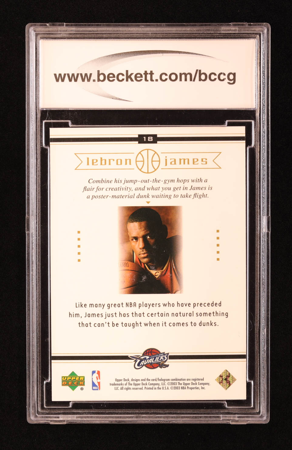 LeBron James 2003 Upper Deck LeBron James Box Set #18 A Natural RC (BCCG 10) at PristineAuction.com LeBron James 2003 Upper Deck LeBron James Box Set #18 A Natural RC (BCCG 10) at PristineAuction.com