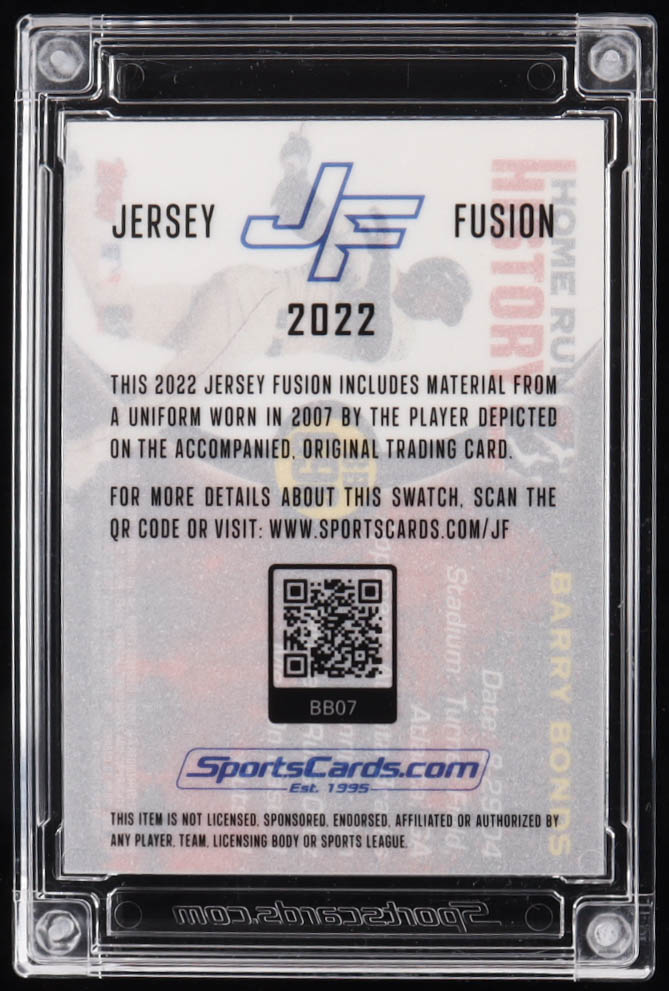 Barry Bonds 2022 Jersey Fusion Game Used Swatch #BB94 at PristineAuction.com Barry Bonds 2022 Jersey Fusion Game Used Swatch #BB94 at PristineAuction.com