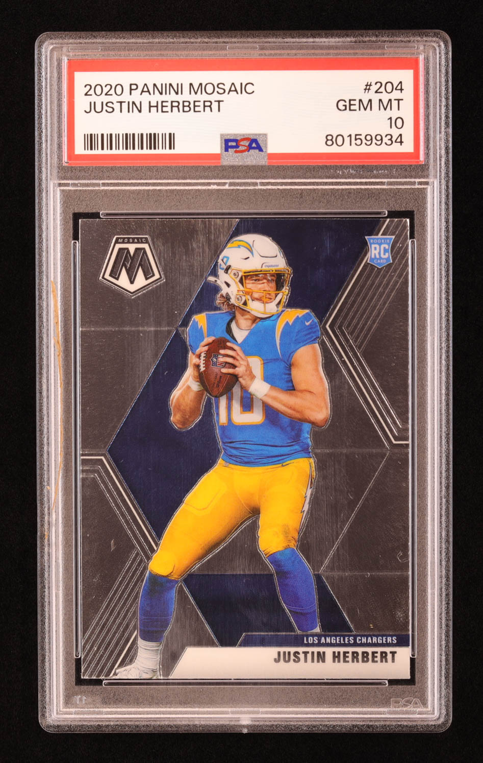 Justin Herbert 2020 Panini Mosaic #204 RC (PSA 10) at PristineAuction.com Justin Herbert 2020 Panini Mosaic #204 RC (PSA 10) at PristineAuction.com