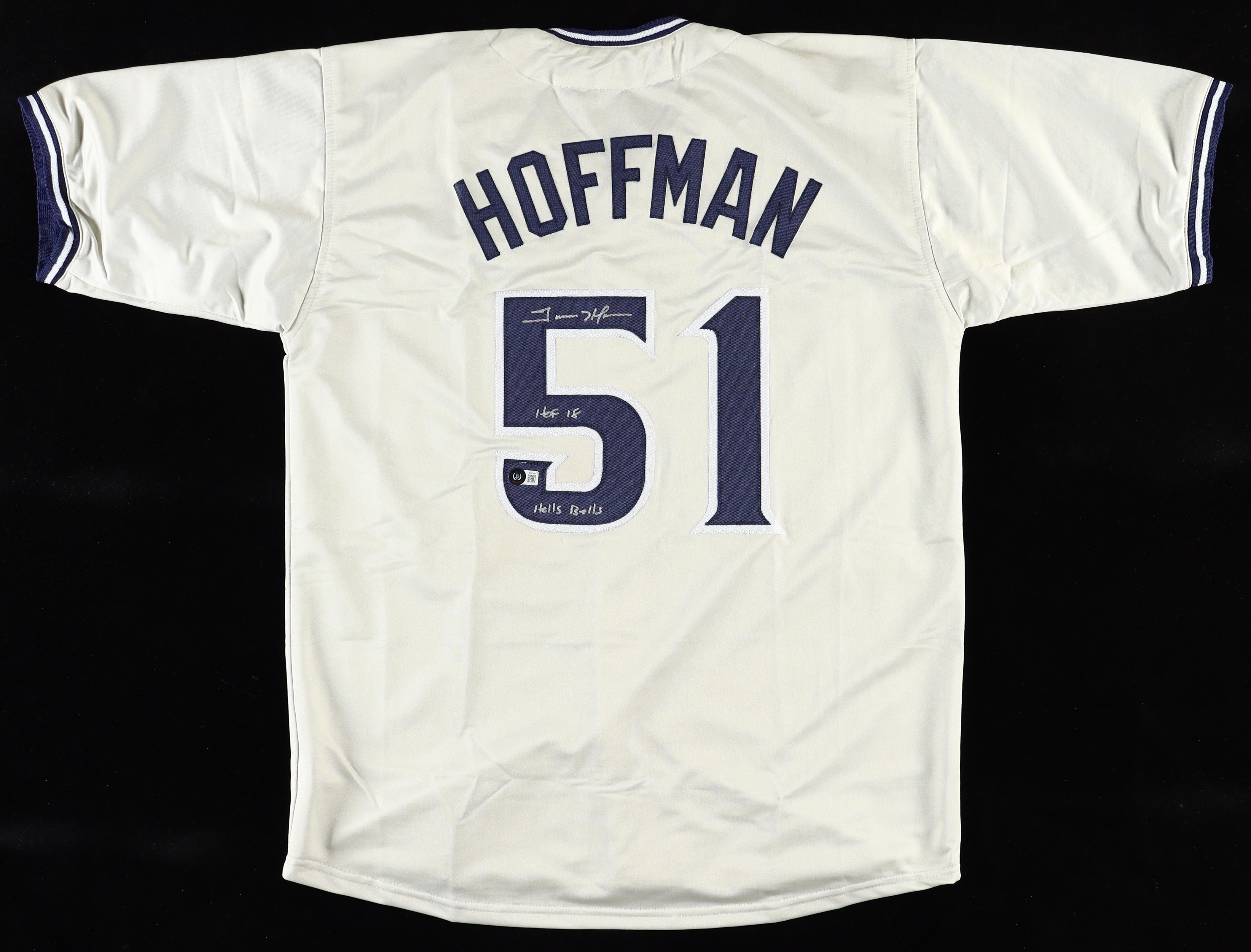 Trevor Hoffman Signed Jersey Inscribed "HOF 18" & "Hells Bells" (Beckett) at PristineAuction.com Trevor Hoffman Signed Jersey Inscribed "HOF 18" & "Hells Bells" (Beckett) at PristineAuction.com