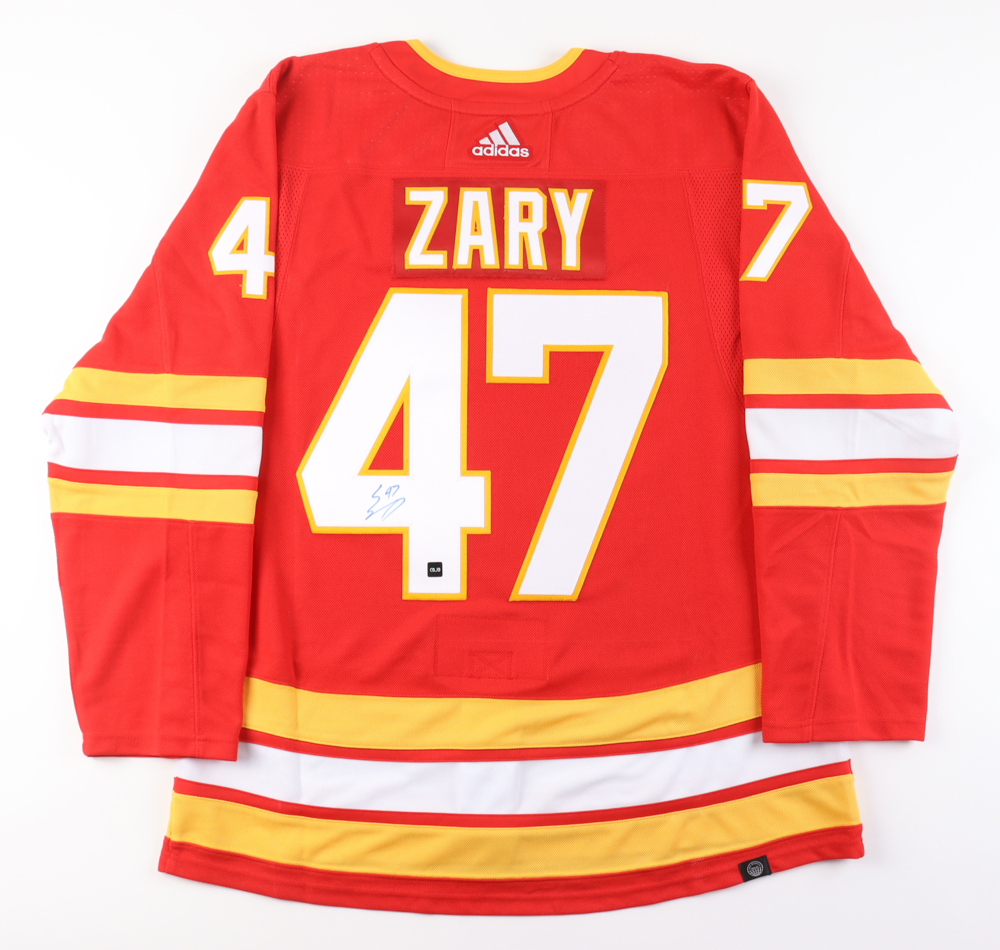 Connor Zary Signed Flames Adidas Jersey (COJO) at PristineAuction.com Connor Zary Signed Flames Adidas Jersey (COJO) at PristineAuction.com