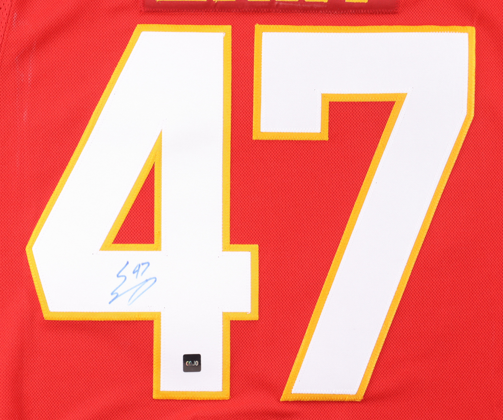 Connor Zary Signed Flames Adidas Jersey (COJO) at PristineAuction.com Connor Zary Signed Flames Adidas Jersey (COJO) at PristineAuction.com