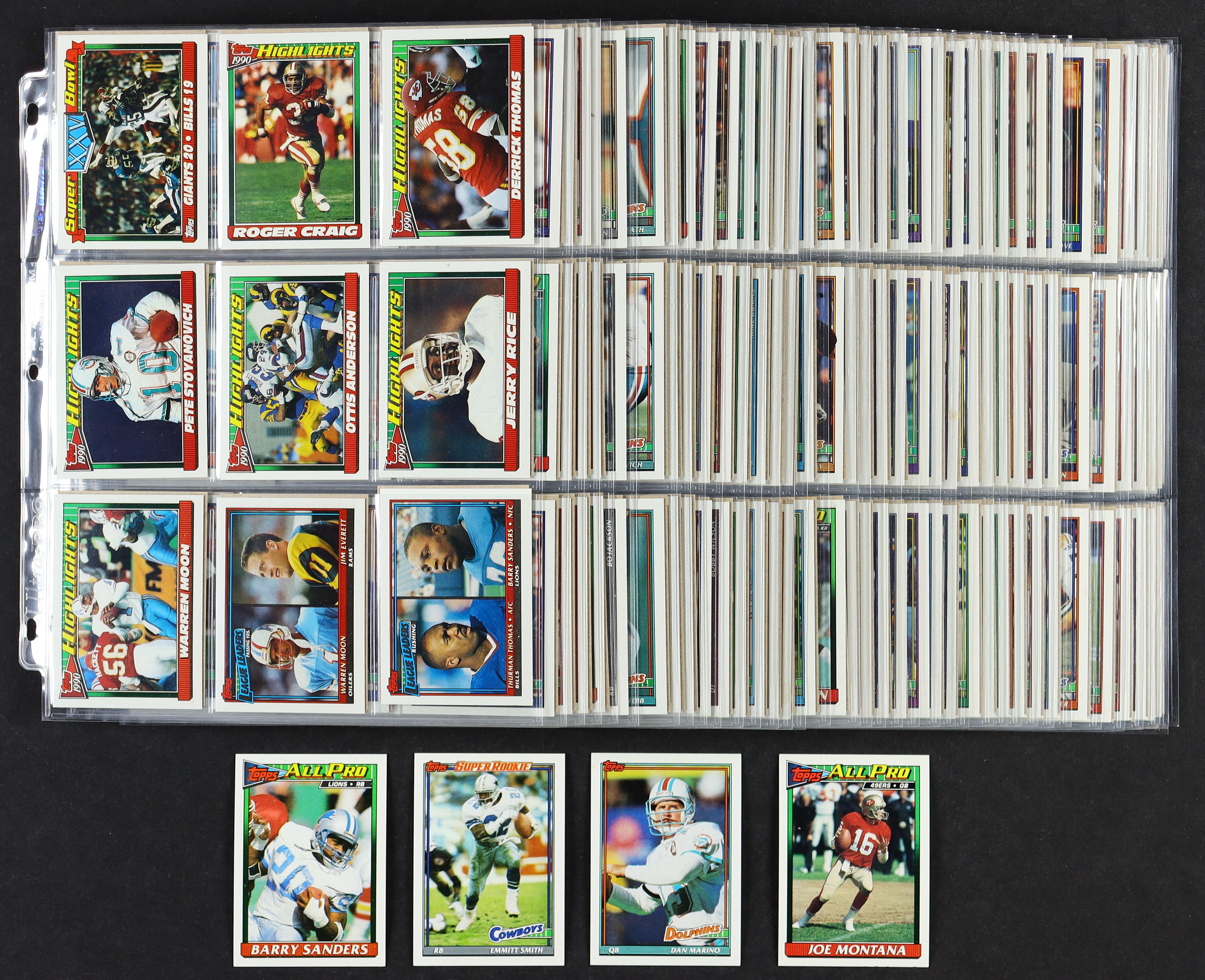 1991 Topps Football Complete Set of (660) Cards with Joe Montana #73, Dan Marino #112, Barry Sanders #415, John Elway #554 at PristineAuction.com 1991 Topps Football Complete Set of (660) Cards with Joe Montana #73, Dan Marino #112, Barry Sanders #415, John Elway #554 at PristineAuction.com
