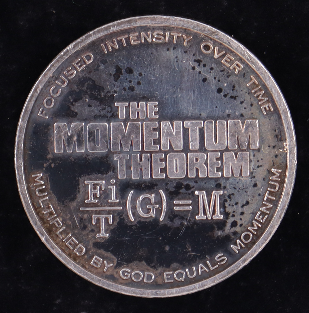 Don Brown The Momentum Theorem Vintage 1.6oz .999 Fine Silver Bullion Coin at PristineAuction.com Don Brown The Momentum Theorem Vintage 1.6oz .999 Fine Silver Bullion Coin at PristineAuction.com