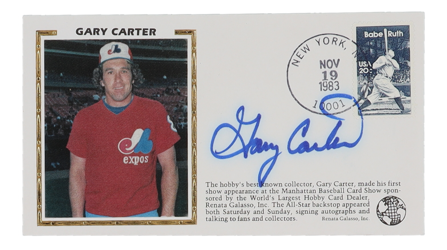 Gary Carter Signed Expos 1983 FDC Envelope (JSA) at PristineAuction.com Gary Carter Signed Expos 1983 FDC Envelope (JSA) at PristineAuction.com