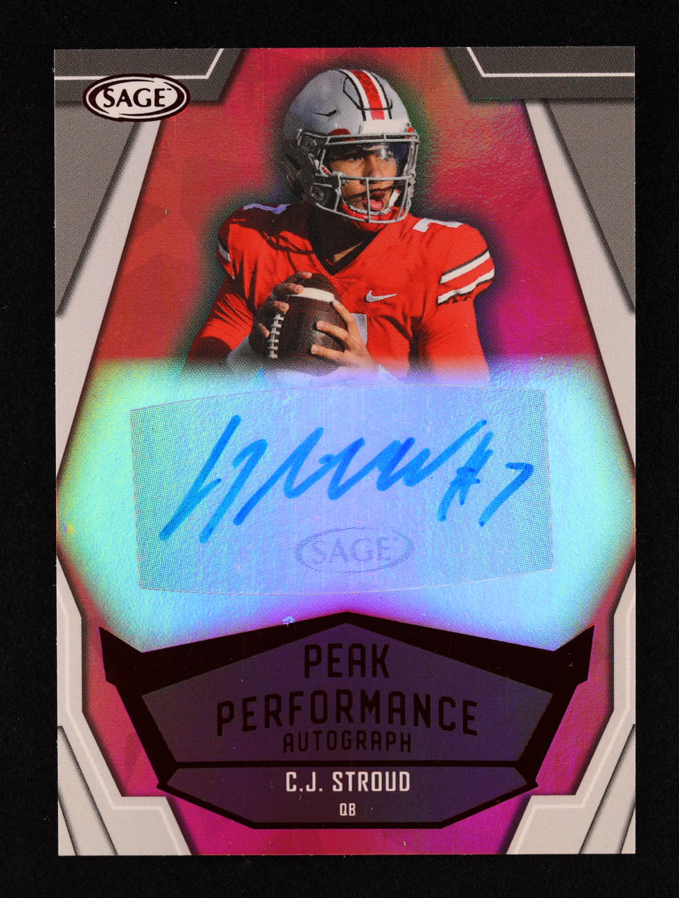 CJ Stroud 2023 SAGE HIT Peak Performance Autographs Red #PKACJS RC at PristineAuction.com CJ Stroud 2023 SAGE HIT Peak Performance Autographs Red #PKACJS RC at PristineAuction.com