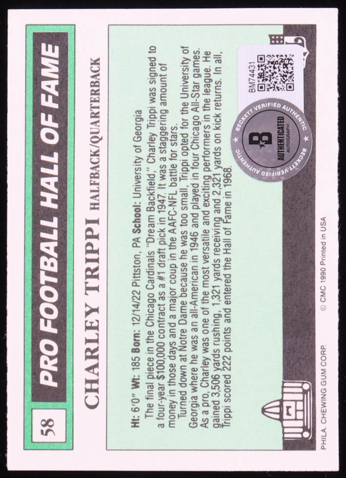 Charley Trippi Signed 1990 Swell Greats #58 (Beckett) at PristineAuction.com Charley Trippi Signed 1990 Swell Greats #58 (Beckett) at PristineAuction.com