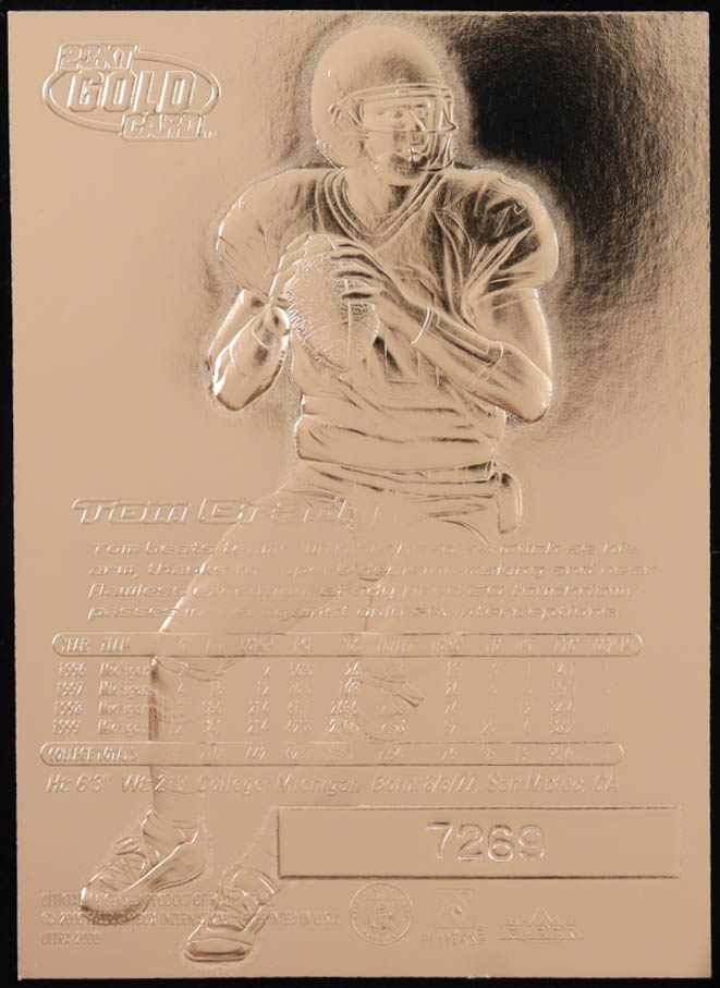 Tom Brady 2000 Merrick Mint 23KT Gold Blue Metallic Signature Series RC at PristineAuction.com Tom Brady 2000 Merrick Mint 23KT Gold Blue Metallic Signature Series RC at PristineAuction.com