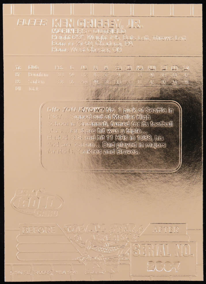 Ken Griffey Jr. 1997 Fleer Signature Series 23KT Gold Card at PristineAuction.com Ken Griffey Jr. 1997 Fleer Signature Series 23KT Gold Card at PristineAuction.com