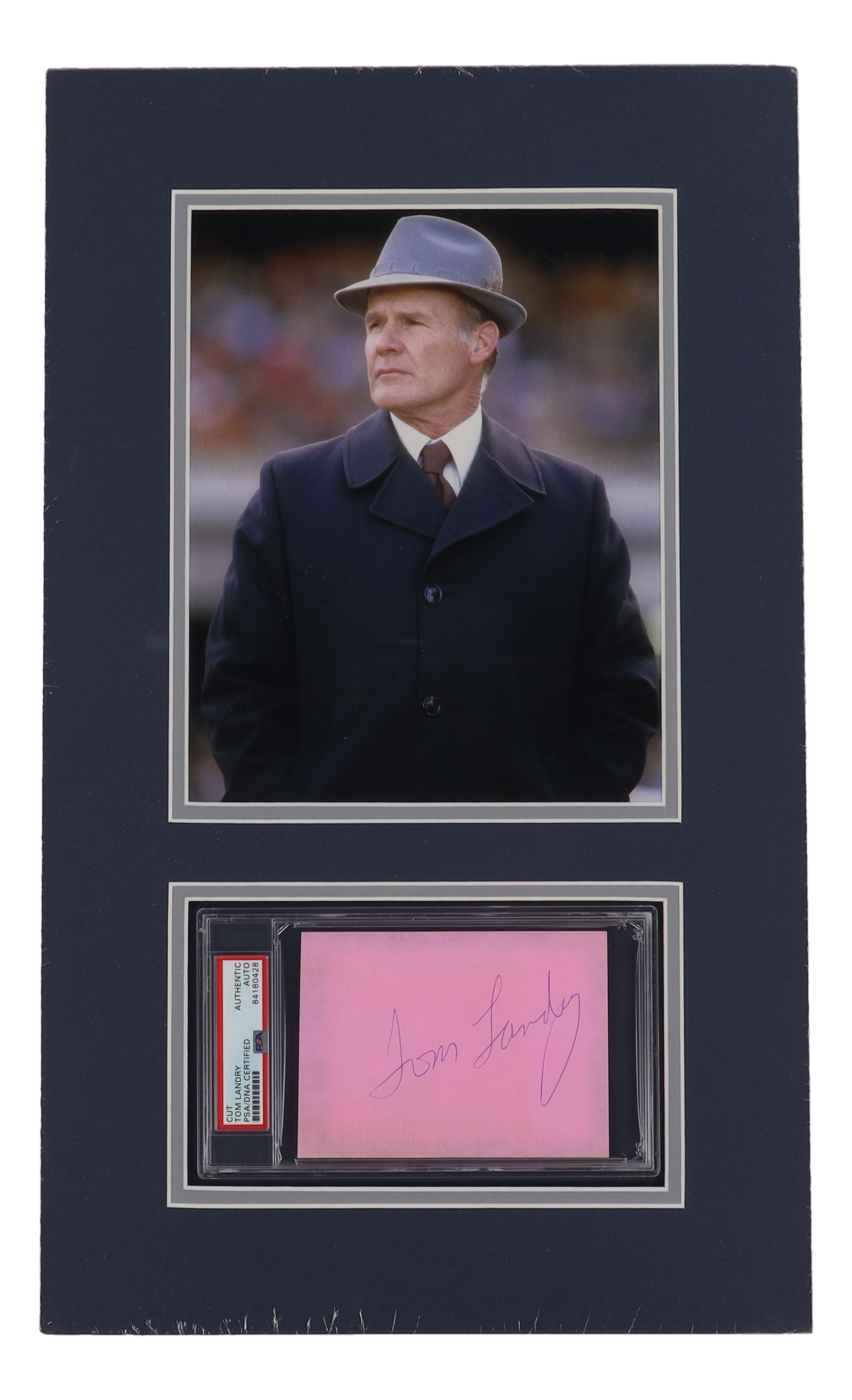 Tom Landry Signed 14x18 Custom Matted Cut Display (PSA) at PristineAuction.com Tom Landry Signed 14x18 Custom Matted Cut Display (PSA) at PristineAuction.com