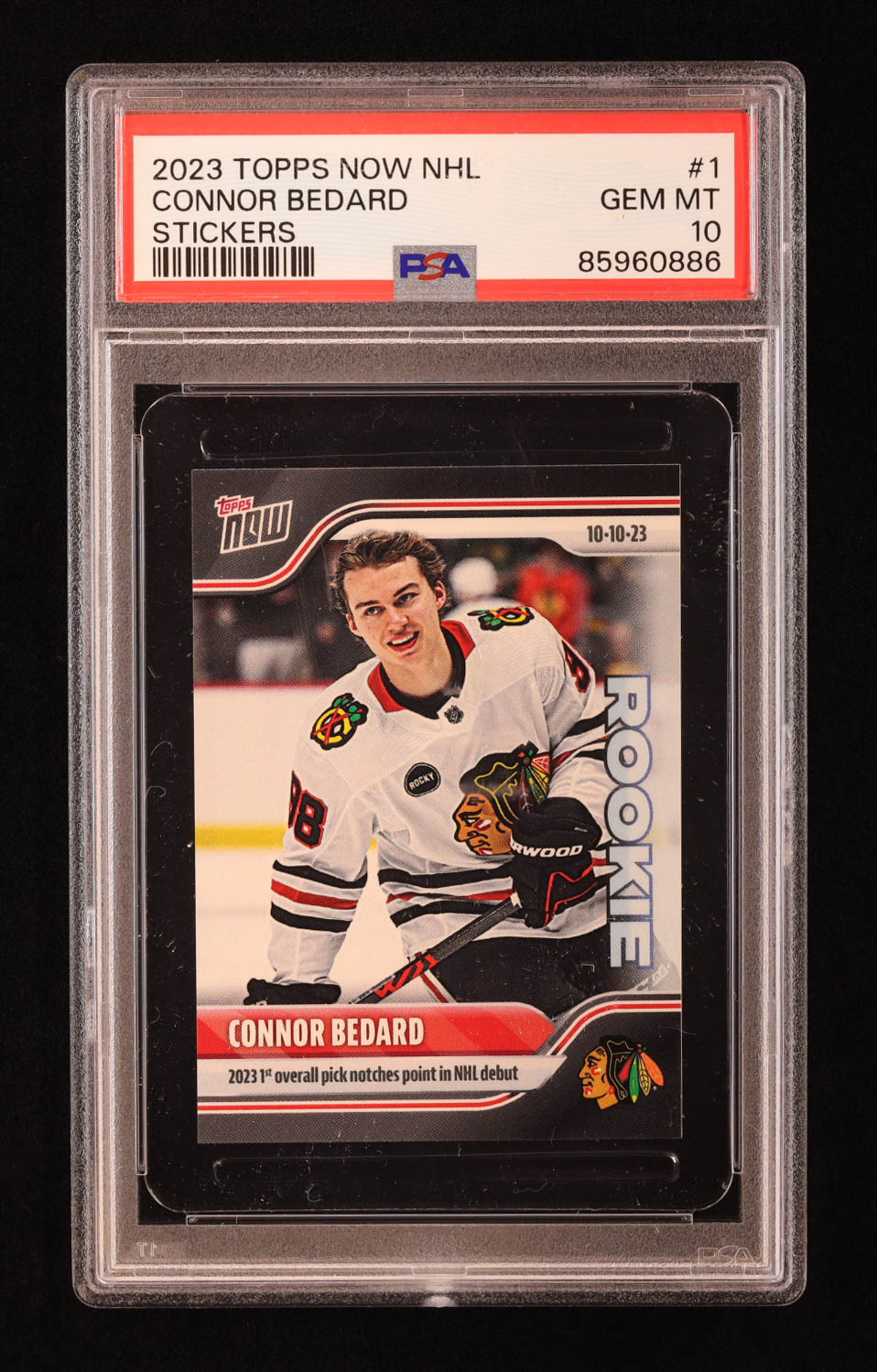 Connor Bedard 2023-24 Topps Now Stickers #1 RC (PSA 10) at PristineAuction.com Connor Bedard 2023-24 Topps Now Stickers #1 RC (PSA 10) at PristineAuction.com