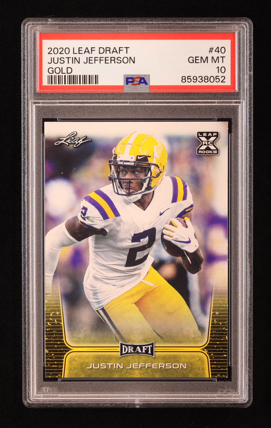 Justin Jefferson 2020 Leaf Draft Gold #40 RC (PSA 10) at PristineAuction.com Justin Jefferson 2020 Leaf Draft Gold #40 RC (PSA 10) at PristineAuction.com