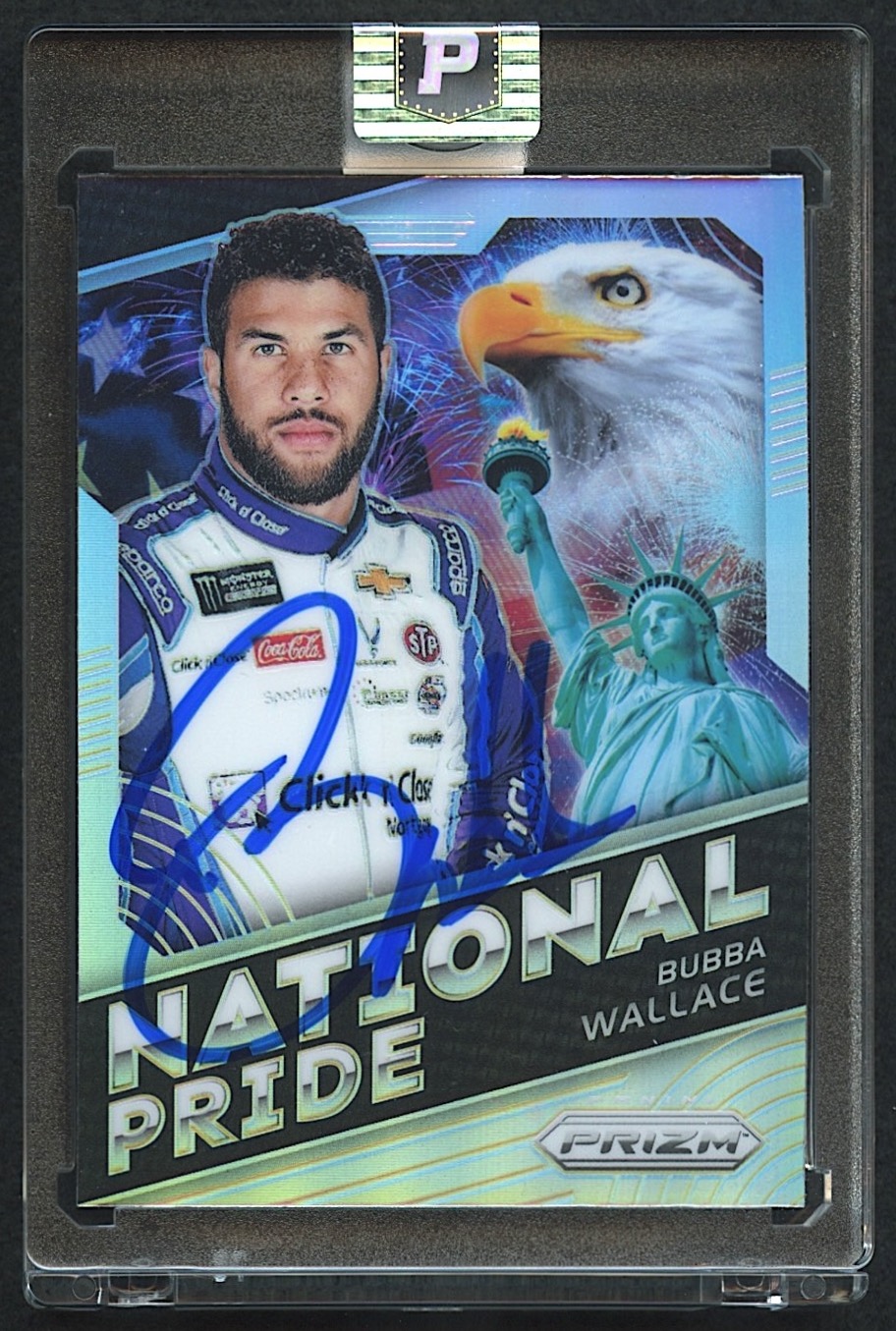 Bubba Wallace Signed 2018 Panini Prizm National Pride #15 Prizms Silver (PA Encapsulated) at PristineAuction.com Bubba Wallace Signed 2018 Panini Prizm National Pride #15 Prizms Silver (PA Encapsulated) at PristineAuction.com