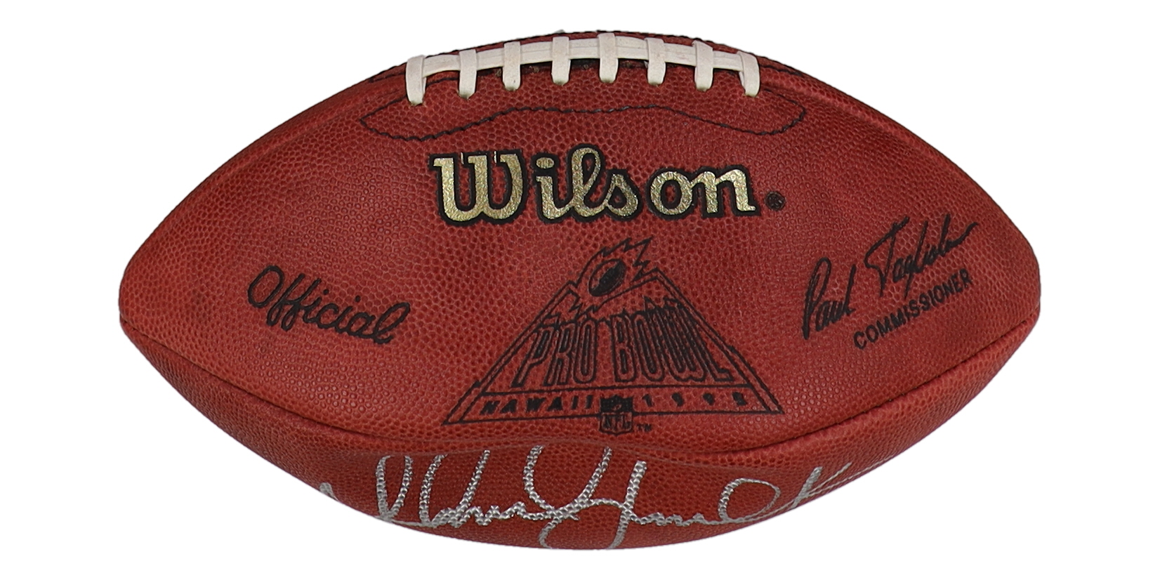 Marshall Faulk Signed 1995 Pro Bowl Logo NFL Football Inscribed "M.V.P." (Beckett) at PristineAuction.com Marshall Faulk Signed 1995 Pro Bowl Logo NFL Football Inscribed "M.V.P." (Beckett) at PristineAuction.com