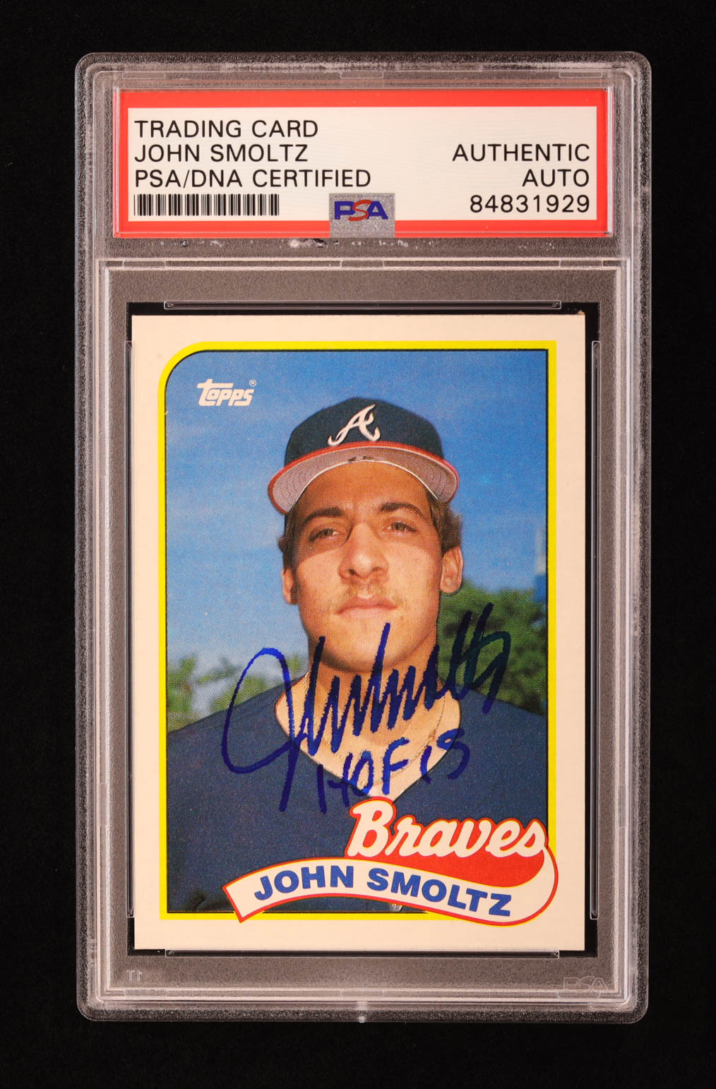 John Smoltz Signed 1989 Topps #382 RC Inscribed "HOF 15" (PSA) at PristineAuction.com John Smoltz Signed 1989 Topps #382 RC Inscribed "HOF 15" (PSA) at PristineAuction.com