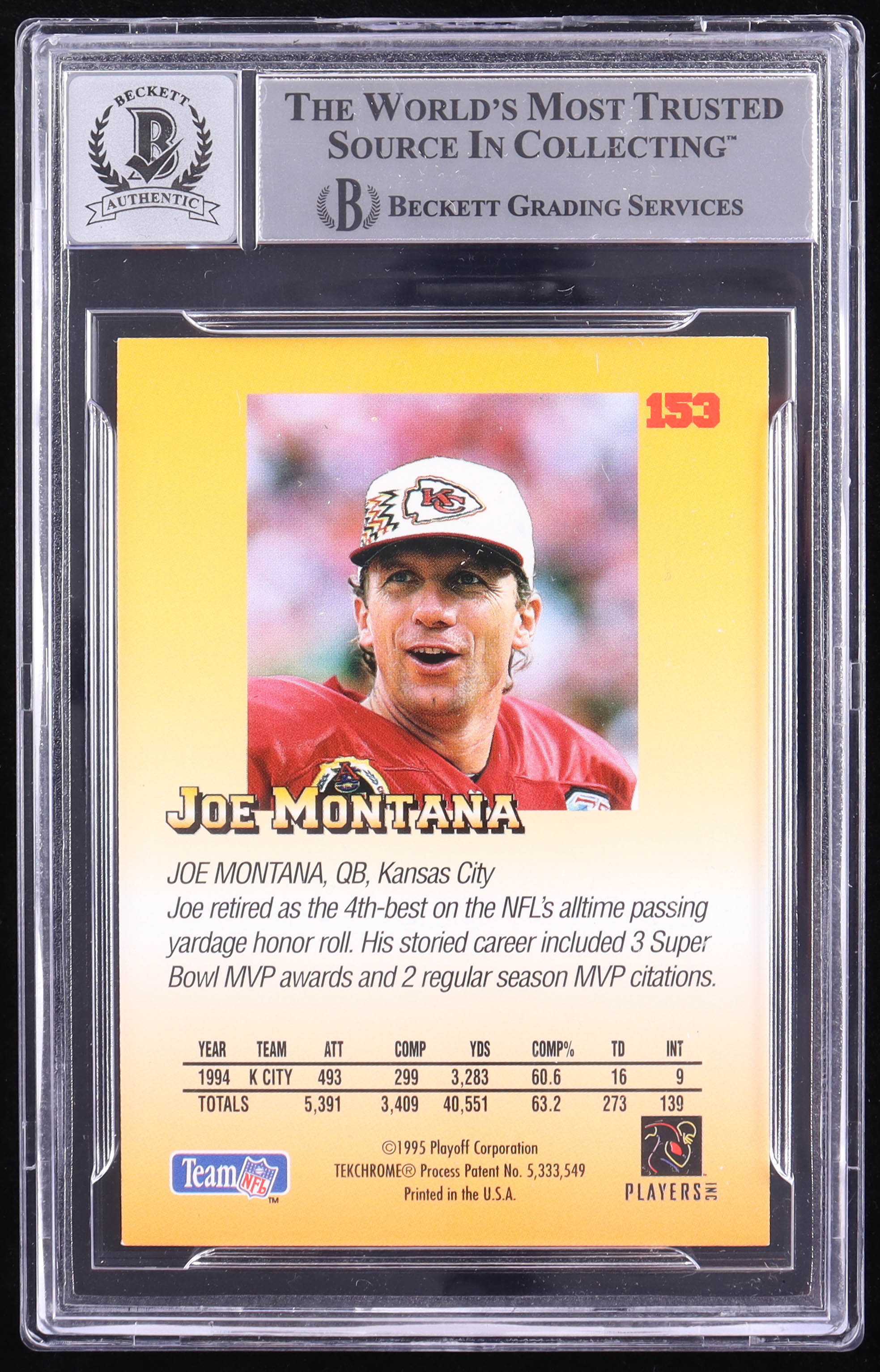Joe Montana Signed 1995 Playoff Prime #153 (BGS | Auto 10) at PristineAuction.com Joe Montana Signed 1995 Playoff Prime #153 (BGS | Auto 10) at PristineAuction.com