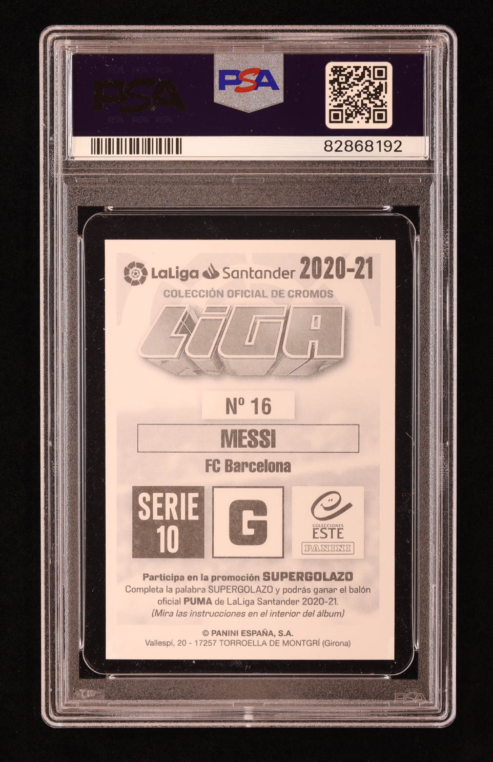 Carte à Collectionner Lionel Messi Autographe Imprimé PSA 10 - Panini 2020-21, FC Barcelona