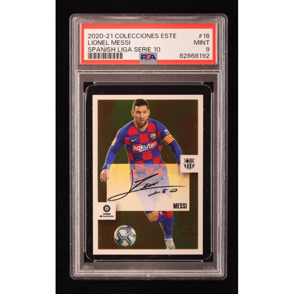 メッシPanini 2020 Preimpreso Auto serie 10 Lionel Messi 2020-21 Panini Colecciones Este La Liga Stickers