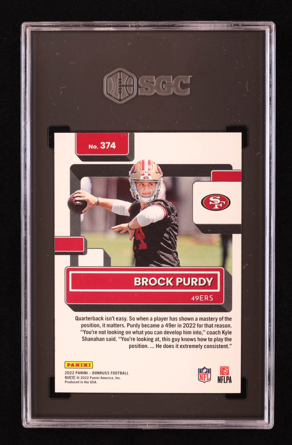 Brock Purdy 2022 Donruss #374 RR RC (SGC 10) at PristineAuction.com Brock Purdy 2022 Donruss #374 RR RC (SGC 10) at PristineAuction.com