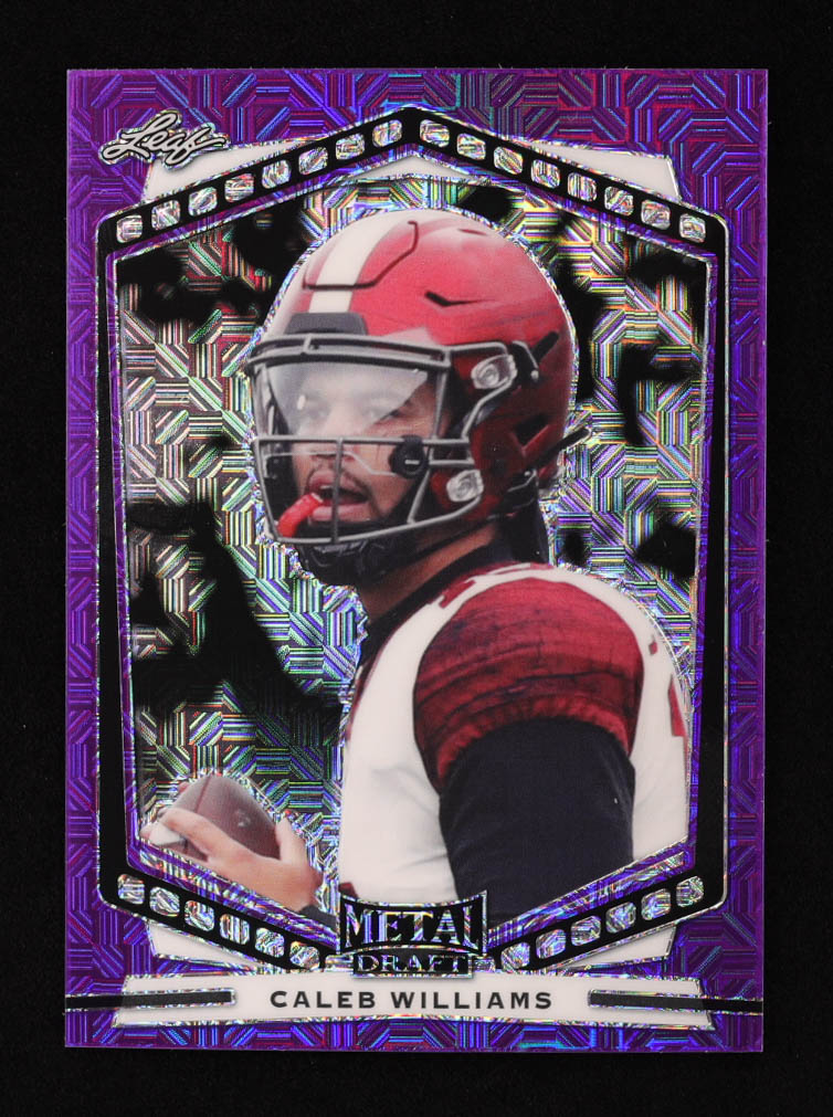 Caleb Williams 2022 Leaf Draft and Prospects Metal Portrait Mojo Purple #PCW1 RC at PristineAuction.com Caleb Williams 2022 Leaf Draft and Prospects Metal Portrait Mojo Purple #PCW1 RC at PristineAuction.com