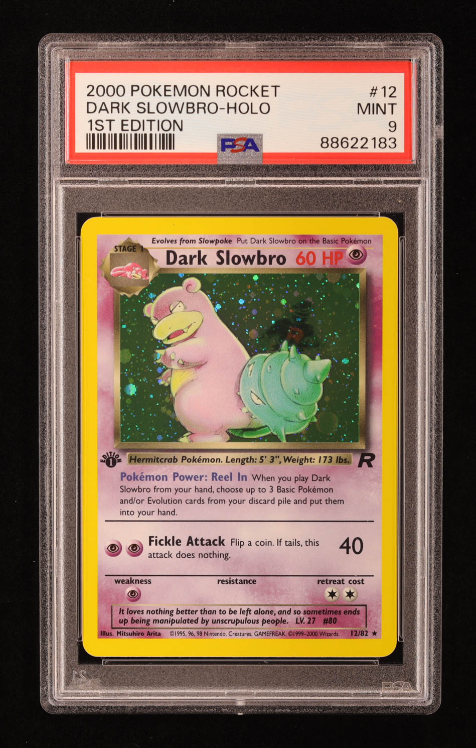 Dark Slowbro 2000 Pokemon Team Rocket 1st Edition #12 Holo (PSA 9) at PristineAuction.com Dark Slowbro 2000 Pokemon Team Rocket 1st Edition #12 Holo (PSA 9) at PristineAuction.com