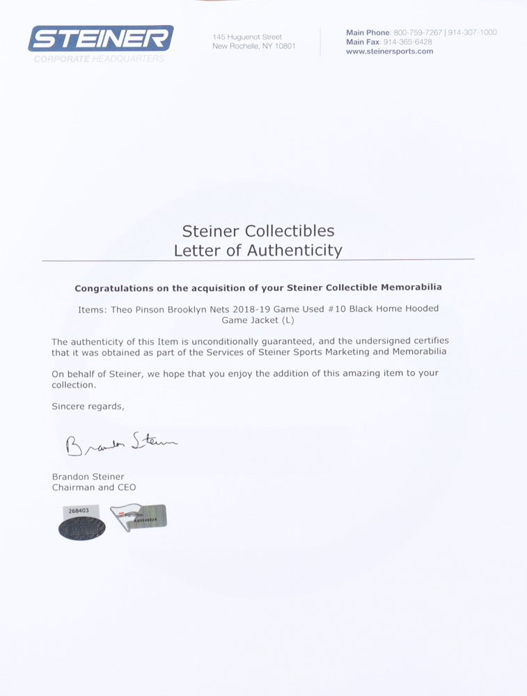 Theo Pinson Game-Used Nets Warm-Up Jacket (Steiner & Fanatics) at PristineAuction.com Theo Pinson Game-Used Nets Warm-Up Jacket (Steiner & Fanatics) at PristineAuction.com