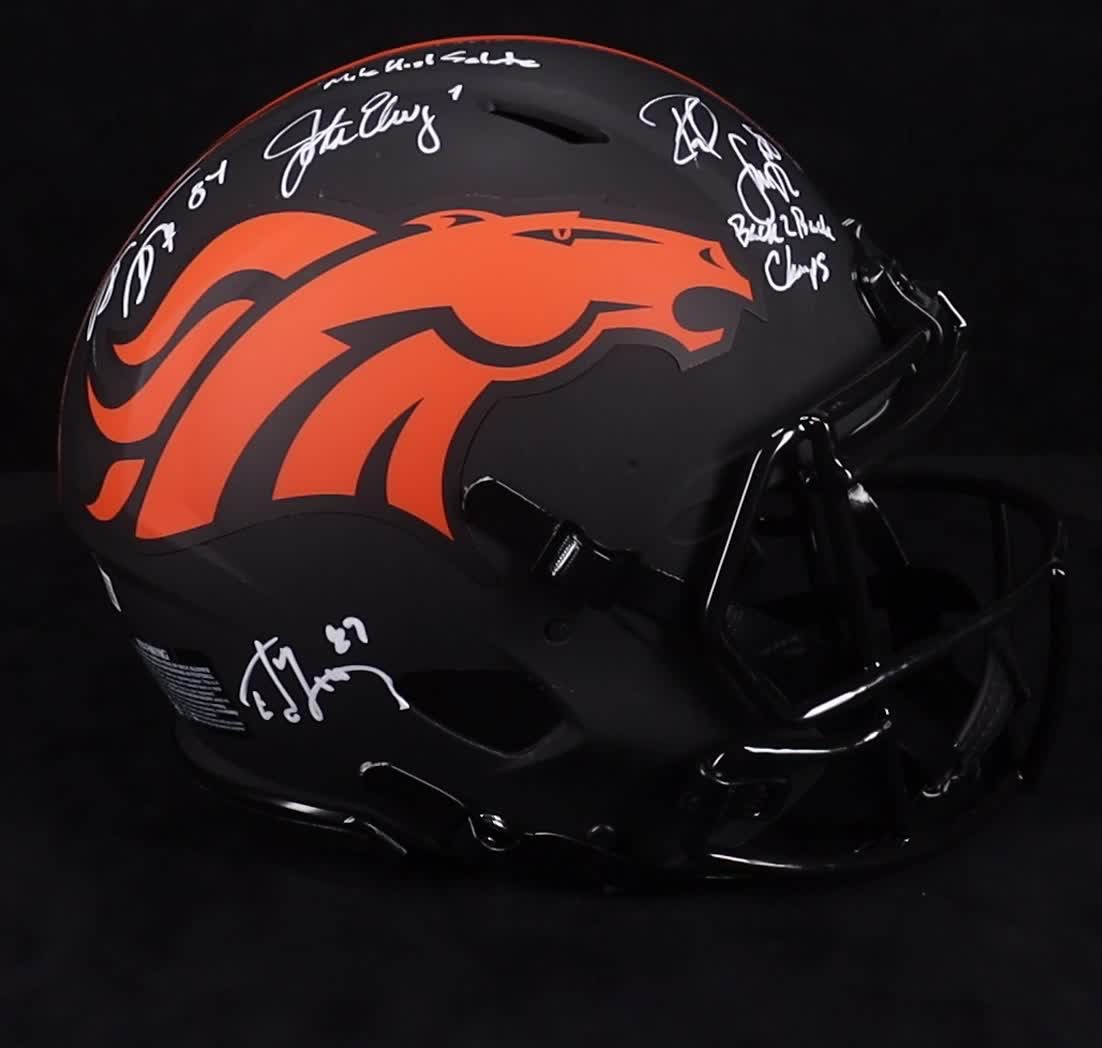 Broncos Full-Size Authentic On-Field Eclipse Alternate Speed Helmet Signed By (4) with John Elway, Shannon Sharpe Ed McCaffrey & Rod Smith (Beckett) at PristineAuction.com