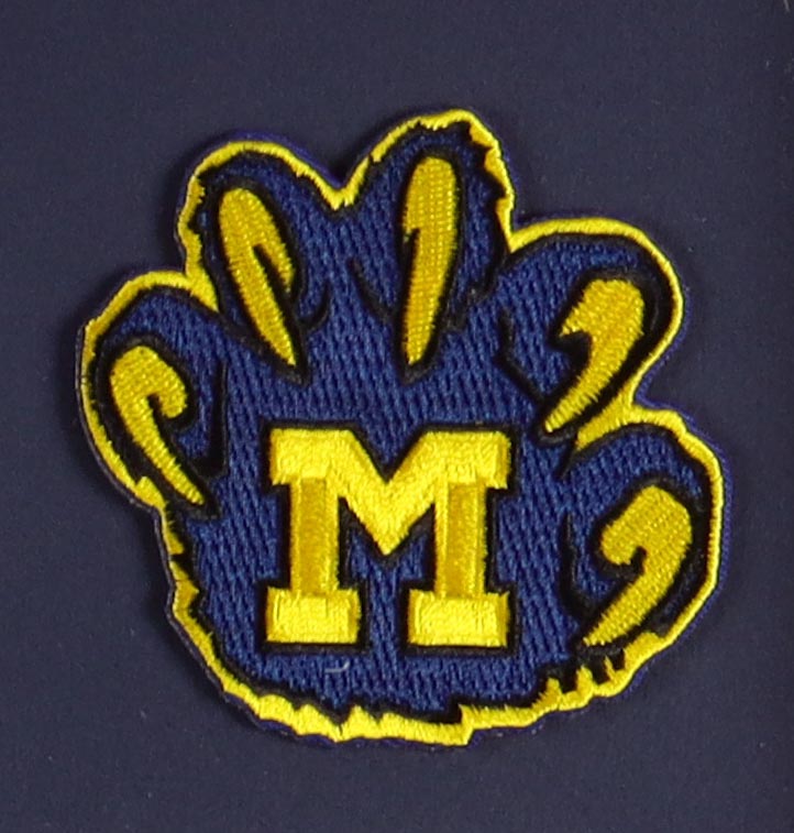 Tom Brady Custom Framed Jersey Display With Michigan Wolverines Metal Football Emblem & (2) Cloth Team Logo Patches at PristineAuction.com Tom Brady Custom Framed Jersey Display With Michigan Wolverines Metal Football Emblem & (2) Cloth Team Logo Patches at PristineAuction.com