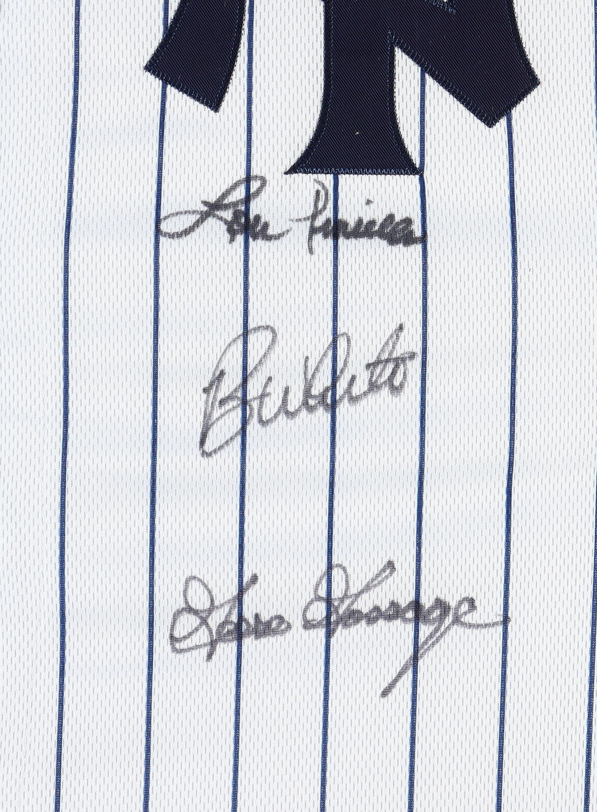 1978 Yankees Custom Framed Jersey Signed By (7) with Reggie Jackson, Goose Gossage, Bucky Dent with Original 1978 Vintage Championship Pin (Beckett) at PristineAuction.com 1978 Yankees Custom Framed Jersey Signed By (7) with Reggie Jackson, Goose Gossage, Bucky Dent with Original 1978 Vintage Championship Pin (Beckett) at PristineAuction.com