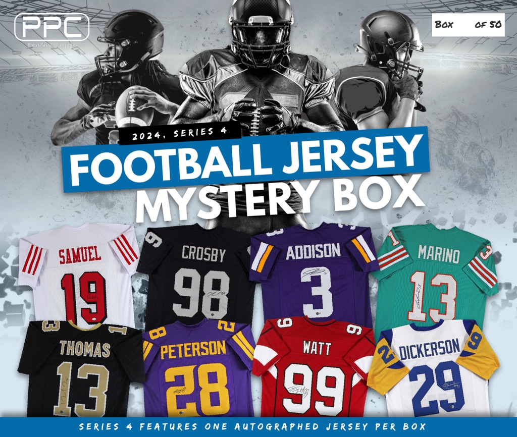 Press Pass Collectibles 2024 Football Jersey Mystery Box – Series 4 (Limited to 50) at PristineAuction.com Press Pass Collectibles 2024 Football Jersey Mystery Box – Series 4 (Limited to 50) at PristineAuction.com