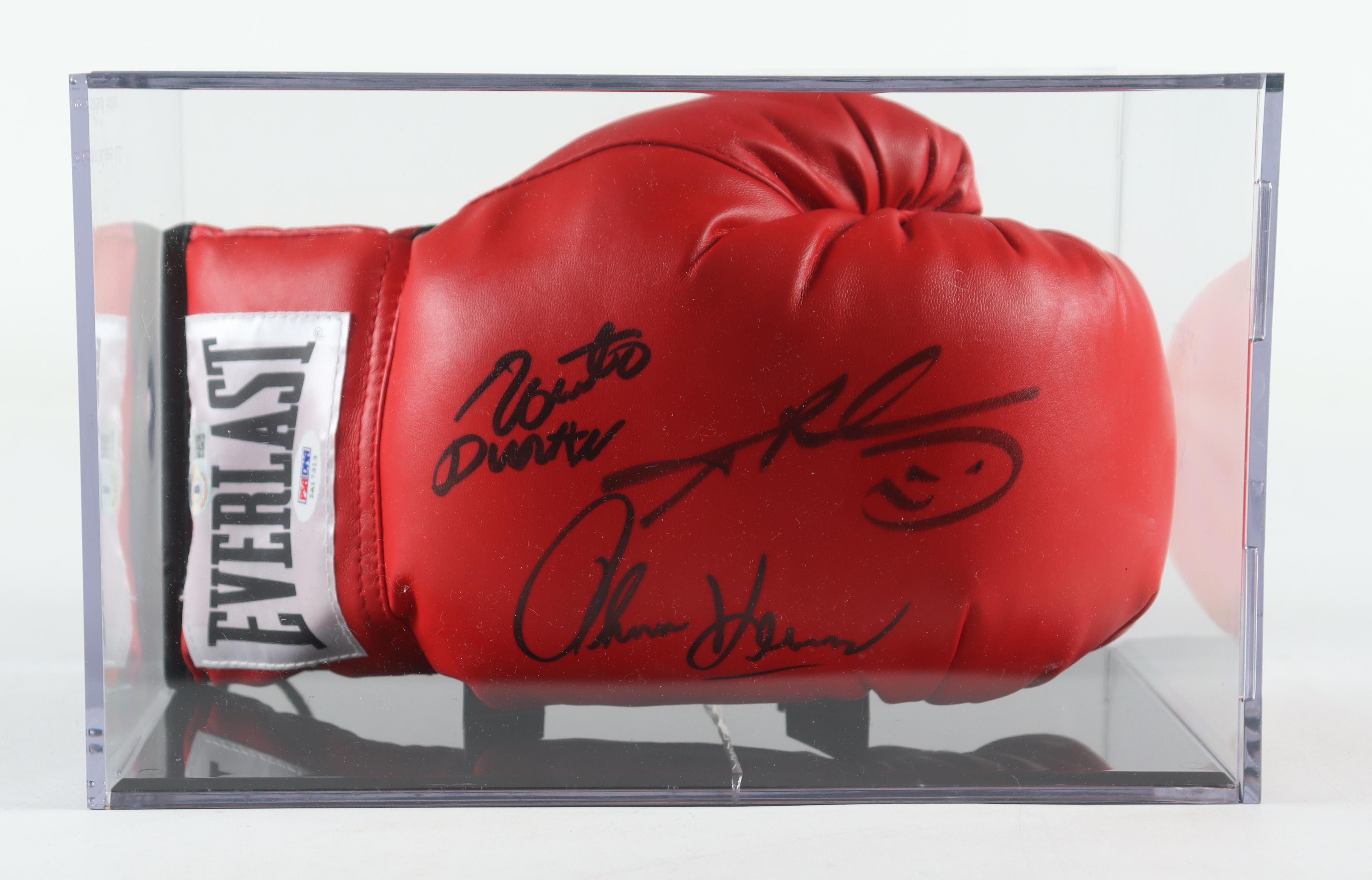 Sugar Ray Leonard, Roberto Duran & Thomas Hearns Signed Boxing Glove with Display Case (Beckett) at PristineAuction.com Sugar Ray Leonard, Roberto Duran & Thomas Hearns Signed Boxing Glove with Display Case (Beckett) at PristineAuction.com