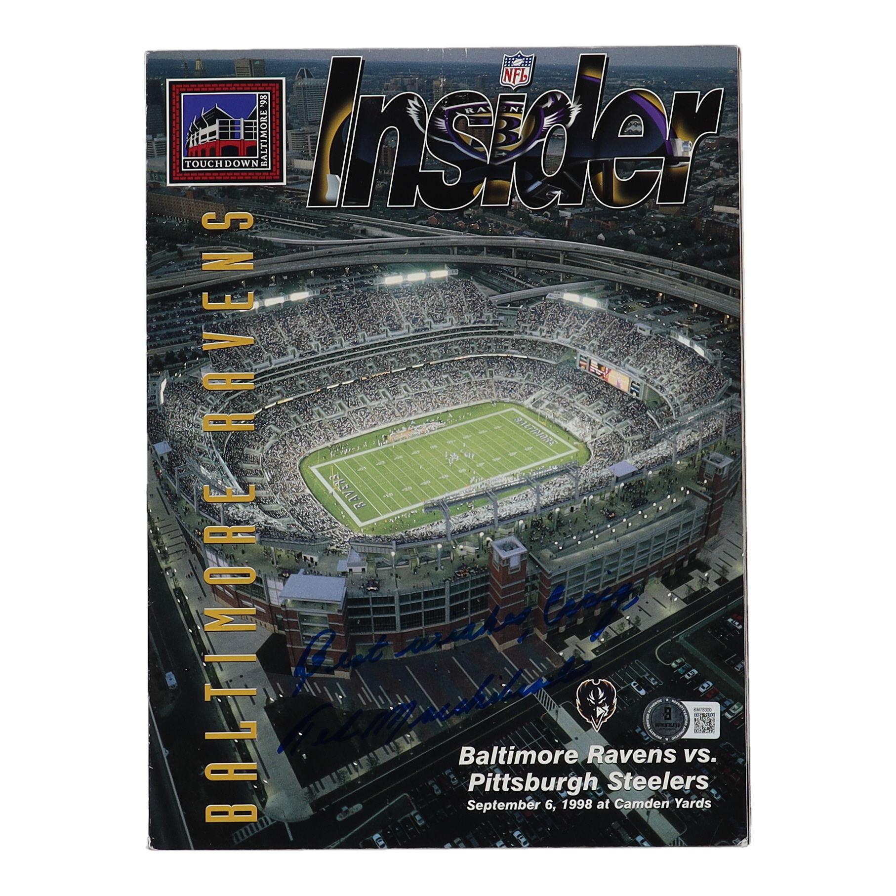 Ted Marchibroda Signed 1998 NFL Insider Magazine Inscribed "Best Wishes" (Beckett) at PristineAuction.com Ted Marchibroda Signed 1998 NFL Insider Magazine Inscribed "Best Wishes" (Beckett) at PristineAuction.com
