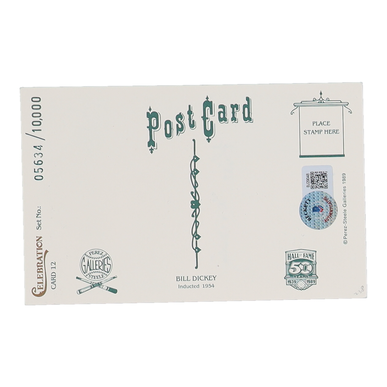 Bill Dickey Signed Yankees LE Perez Steele Galleries Hall of Fame Postcard (Beckett) at PristineAuction.com Bill Dickey Signed Yankees LE Perez Steele Galleries Hall of Fame Postcard (Beckett) at PristineAuction.com