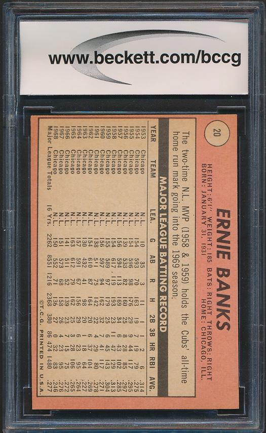 Ernie Banks 1969 Topps #20 (BCCG 9) at PristineAuction.com Ernie Banks 1969 Topps #20 (BCCG 9) at PristineAuction.com