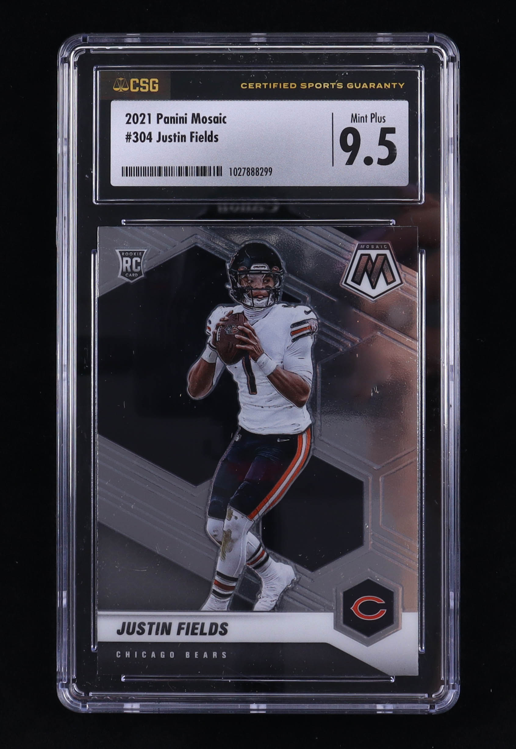 Justin Fields 2021 Panini Mosaic #304 RC (CSG 9.5) at PristineAuction.com Justin Fields 2021 Panini Mosaic #304 RC (CSG 9.5) at PristineAuction.com