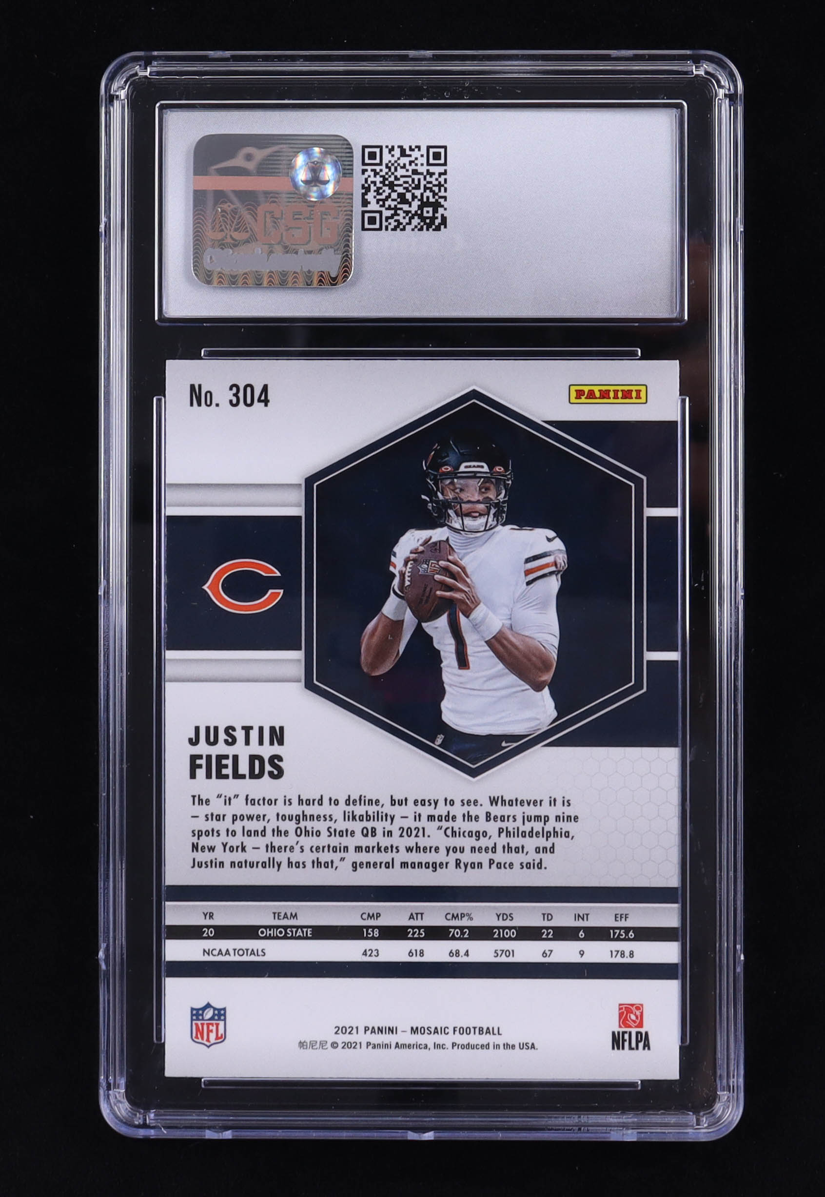Justin Fields 2021 Panini Mosaic #304 RC (CSG 9.5) at PristineAuction.com Justin Fields 2021 Panini Mosaic #304 RC (CSG 9.5) at PristineAuction.com