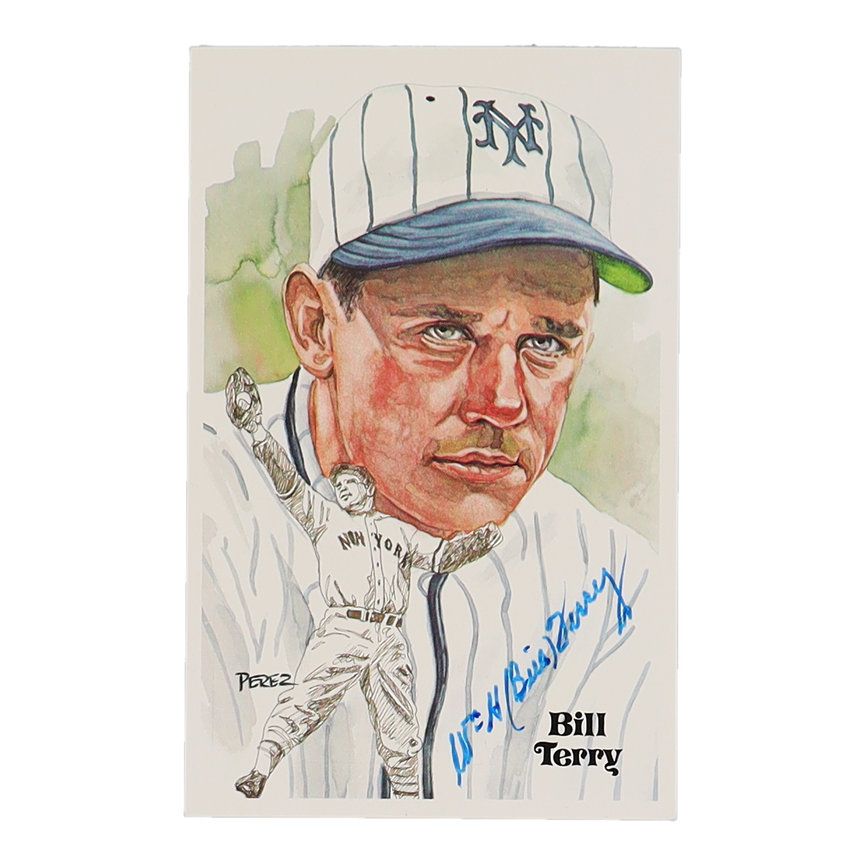 Bill Terry Signed Giants LE Perez Steele Galleries Hall of Fame Postcard (Beckett) at PristineAuction.com Bill Terry Signed Giants LE Perez Steele Galleries Hall of Fame Postcard (Beckett) at PristineAuction.com
