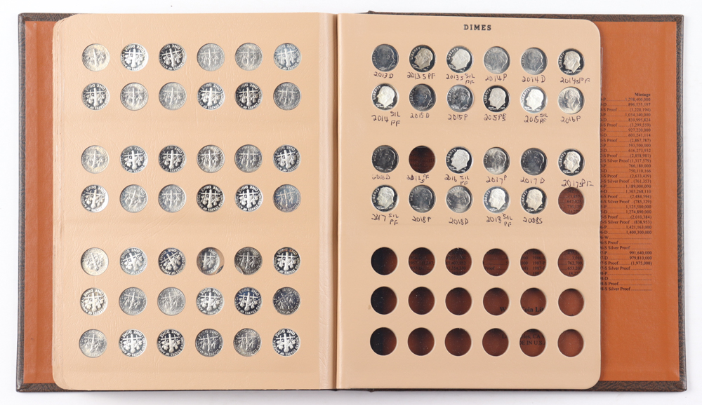 1946-2018 Complete Roosevelt Dimes Coin Collection Of (232) Dime Coins With Display Folder at PristineAuction.com 1946-2018 Complete Roosevelt Dimes Coin Collection Of (232) Dime Coins With Display Folder at PristineAuction.com