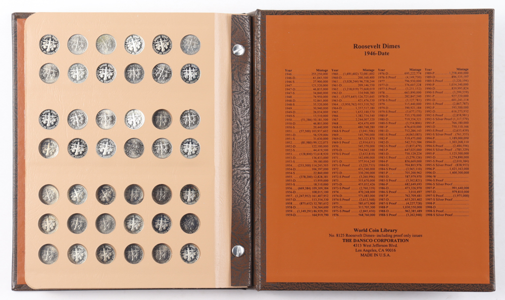 1946-2018 Complete Roosevelt Dimes Coin Collection Of (232) Dime Coins With Display Folder at PristineAuction.com 1946-2018 Complete Roosevelt Dimes Coin Collection Of (232) Dime Coins With Display Folder at PristineAuction.com