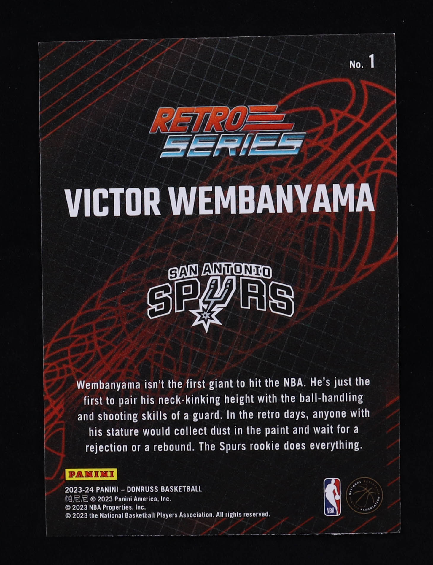 Victor Wembanyama 2023-24 Donruss Retro Series #1 RC at PristineAuction.com Victor Wembanyama 2023-24 Donruss Retro Series #1 RC at PristineAuction.com