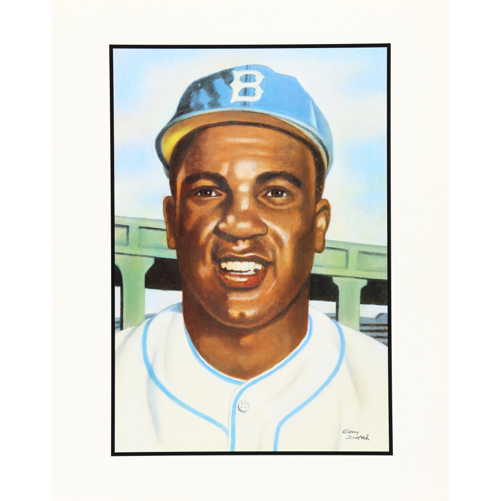 Jackie robinson dodgers 16x20 lithograph pristine auction