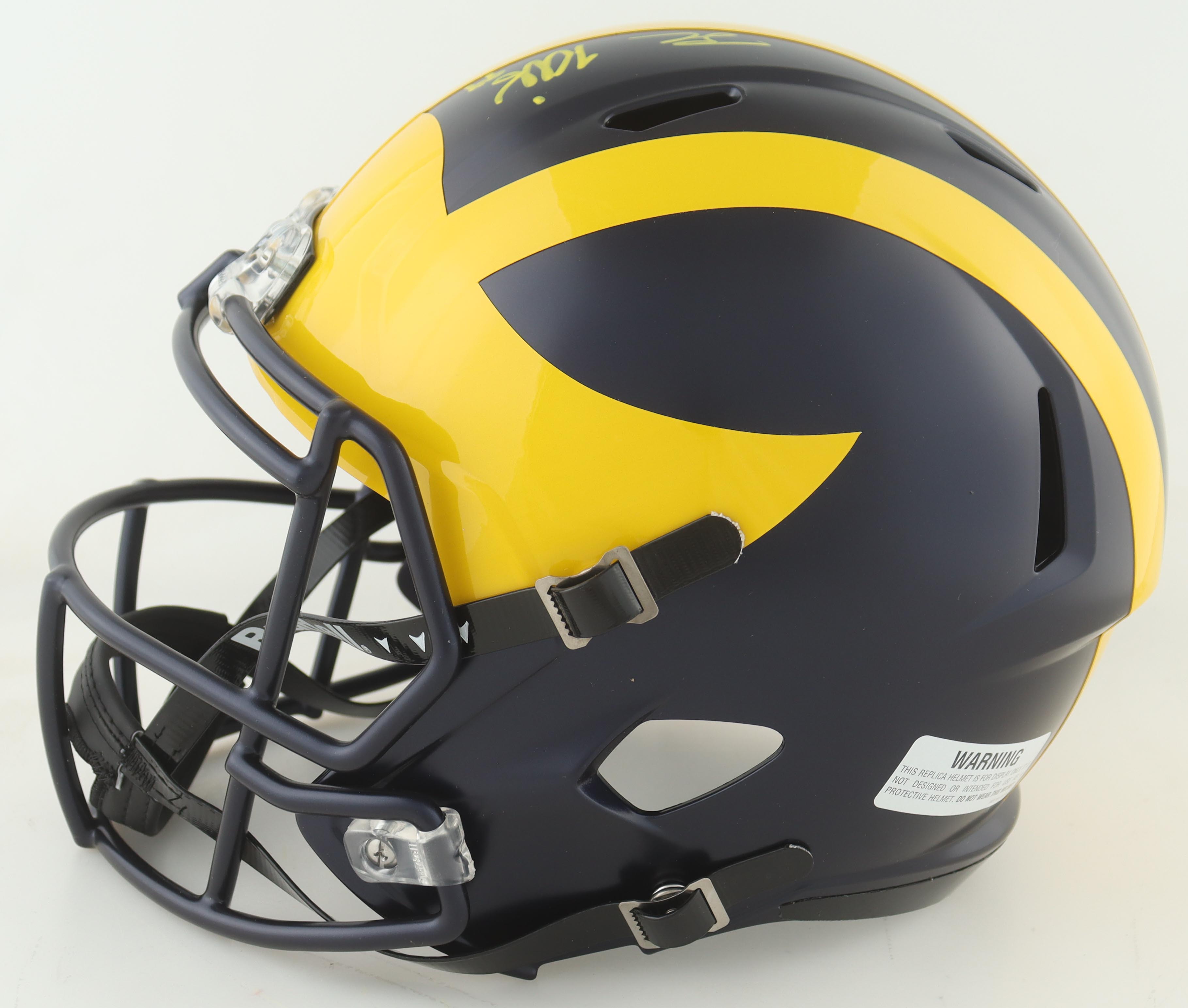2023 Michigan Wolverines Full-Size Speed Helmet Team-Signed by (19) with J.J. McCarthy, Blake Corum, Roman Wilson, Colston Loveland (Beckett) at PristineAuction.com 2023 Michigan Wolverines Full-Size Speed Helmet Team-Signed by (19) with J.J. McCarthy, Blake Corum, Roman Wilson, Colston Loveland (Beckett) at PristineAuction.com