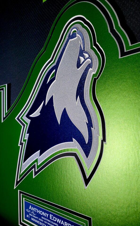 Anthony Edwards Signed Timberwolves Custom Framed LED Backlit Nike Jersey Display & (2) PSA 10 Graded Rookie Cards (Fanatics) at PristineAuction.com Anthony Edwards Signed Timberwolves Custom Framed LED Backlit Nike Jersey Display & (2) PSA 10 Graded Rookie Cards (Fanatics) at PristineAuction.com