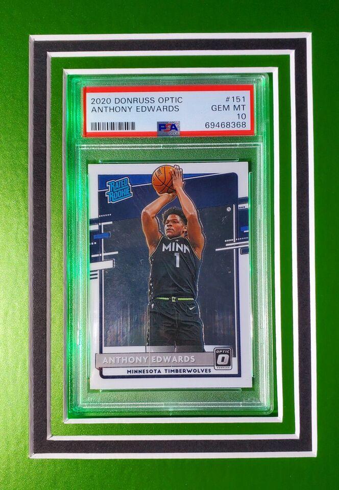Anthony Edwards Signed Timberwolves Custom Framed LED Backlit Nike Jersey Display & (2) PSA 10 Graded Rookie Cards (Fanatics) at PristineAuction.com Anthony Edwards Signed Timberwolves Custom Framed LED Backlit Nike Jersey Display & (2) PSA 10 Graded Rookie Cards (Fanatics) at PristineAuction.com