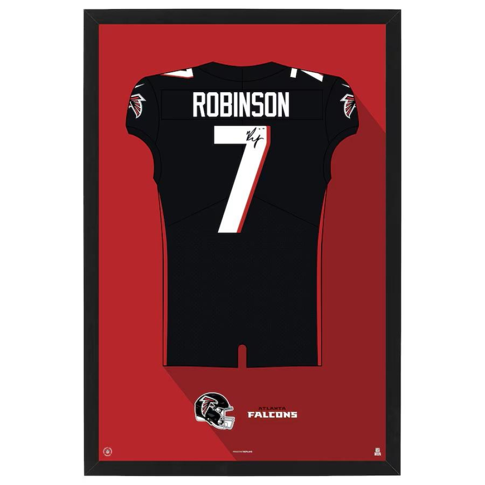 Bijan Robinson Falcons Custom Framed Jersey Art Print at PristineAuction.com Bijan Robinson Falcons Custom Framed Jersey Art Print at PristineAuction.com