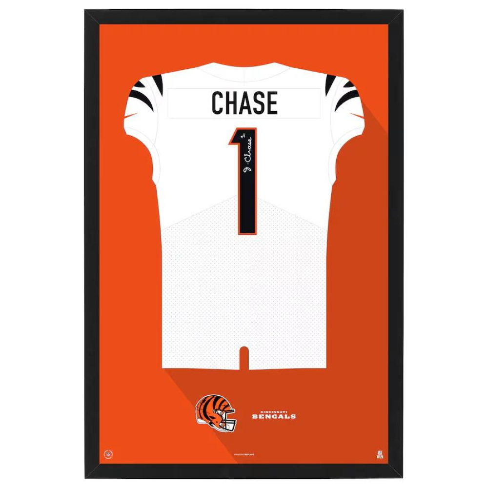 Ja'Marr Chase Bengals Custom Framed Jersey Art Print at PristineAuction.com Ja'Marr Chase Bengals Custom Framed Jersey Art Print at PristineAuction.com
