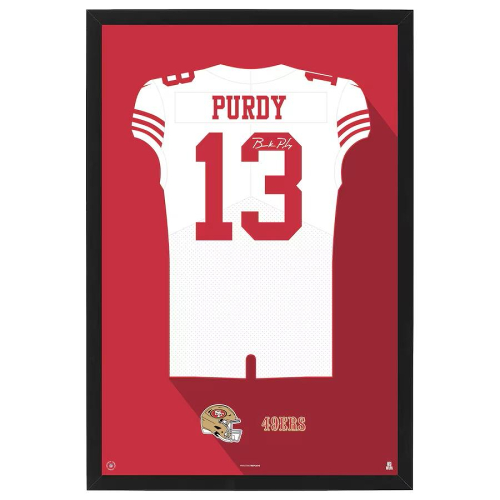 Brock Purdy 49ers Custom Framed Jersey Art Print at PristineAuction.com Brock Purdy 49ers Custom Framed Jersey Art Print at PristineAuction.com