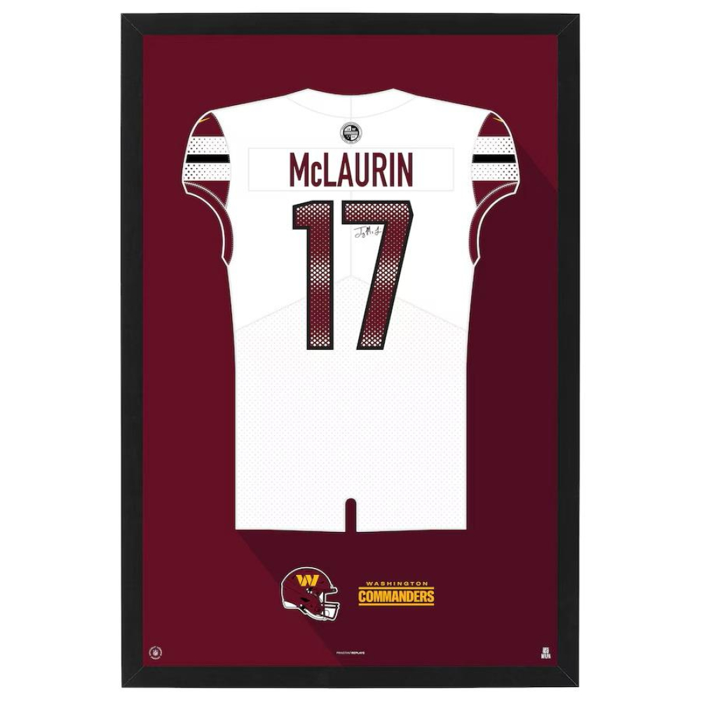 Terry McClaurin Commanders Custom Framed Jersey Art Print at PristineAuction.com Terry McClaurin Commanders Custom Framed Jersey Art Print at PristineAuction.com