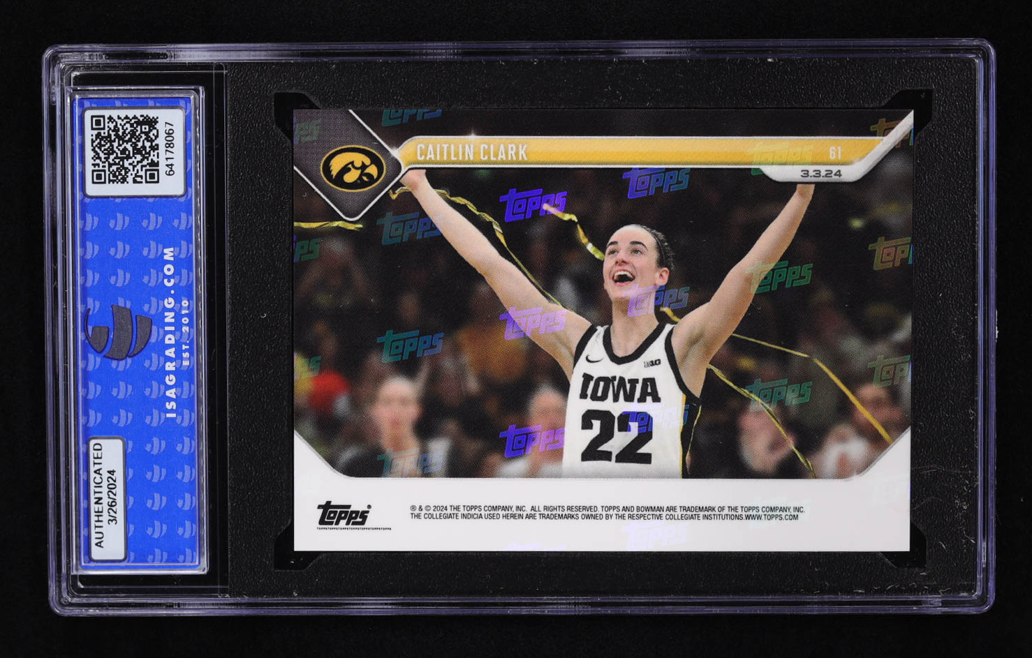 Caitlin Clark 2023-24 Bowman University Now #61 RC (ISA 10) at PristineAuction.com Caitlin Clark 2023-24 Bowman University Now #61 RC (ISA 10) at PristineAuction.com